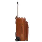 Luxurious Cognac Leather Cabin Size Suitcase Hand Luggage Beverley Hills Side