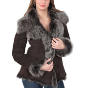 Womens Fitted Genuine Toscana Real Sheepskin Coat Pearl Brown