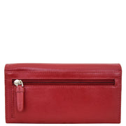 Womens Soft Leather Clutch Purse Envelope Style Wallet AVT3 Red Back