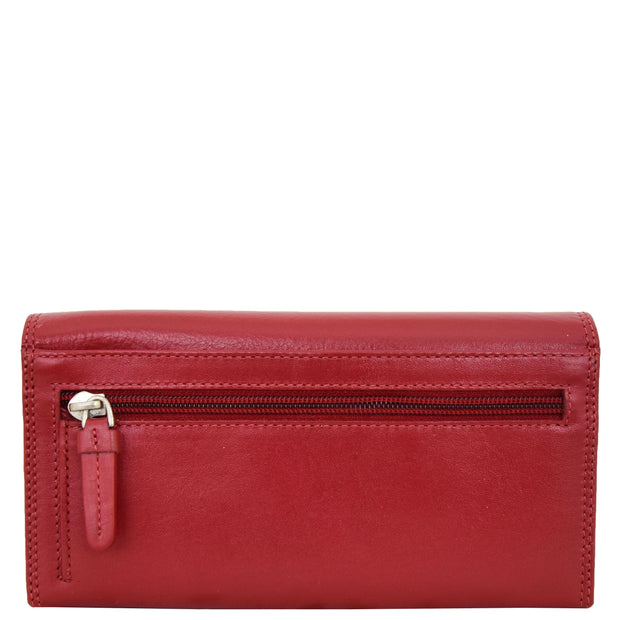 Womens Soft Leather Clutch Purse Envelope Style Wallet AVT3 Red Back