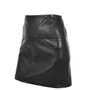 Womens Leather Mini Skirt Ivy Black angle