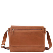 Mens Messenger Bag Real Leather Flight Shoulder Organiser Carl Tan Front 1