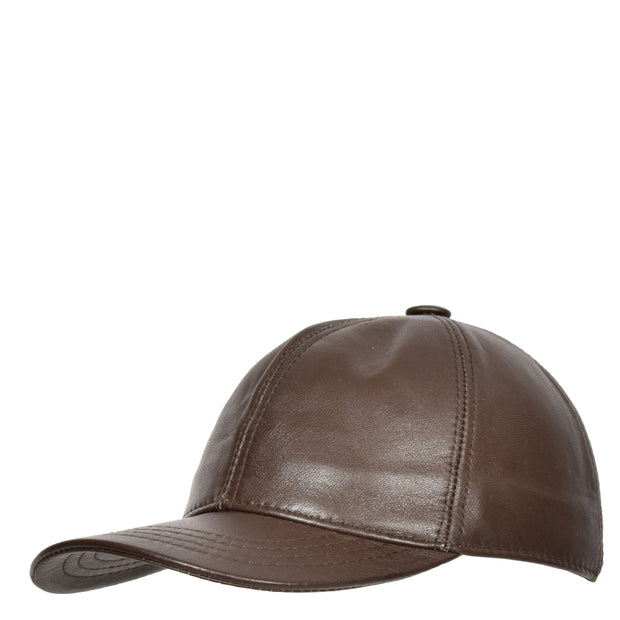 Genuine Leather Baseball Cap Sports Casual Viper Brown Side Angle