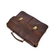 Genuine Leather Briefcase for Mens Business Office Laptop Bag Edgar Brown Top Letdown