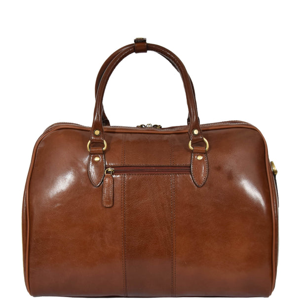 Genuine Leather Holdall Weekend Cabin Duffle Bag A21 Chestnut Back