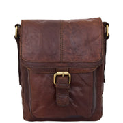 Genuine Brown Leather Bag Cross Body Vintage Flight Bag Tommy Front 1