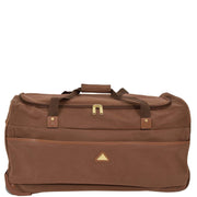 Wheeled Holdall 30" Large Camel Faux Leather Travel Duffle Bag Swoose Front