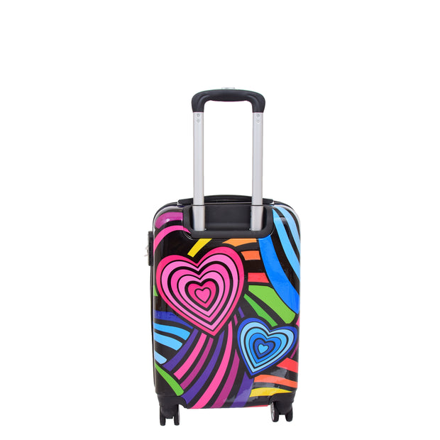 Cabin Size Suitcase Multicolour Hearts Travel Bag 4 wheel Hand Luggage A20S Back