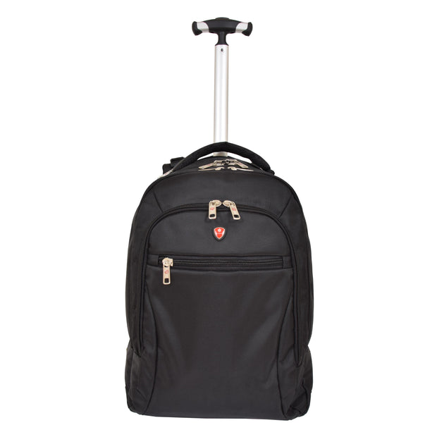Rolling Backpack Cabin Size Travel Bag Hiking Rucksack Goodwin Black Front