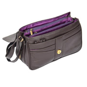 Womens Brown Leather Shoulder Messenger Handbag Ada Open 1