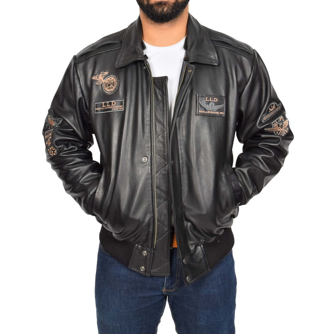 Mens Pilot Leather Jacket Spitfire Black | A1 Fashion Goods