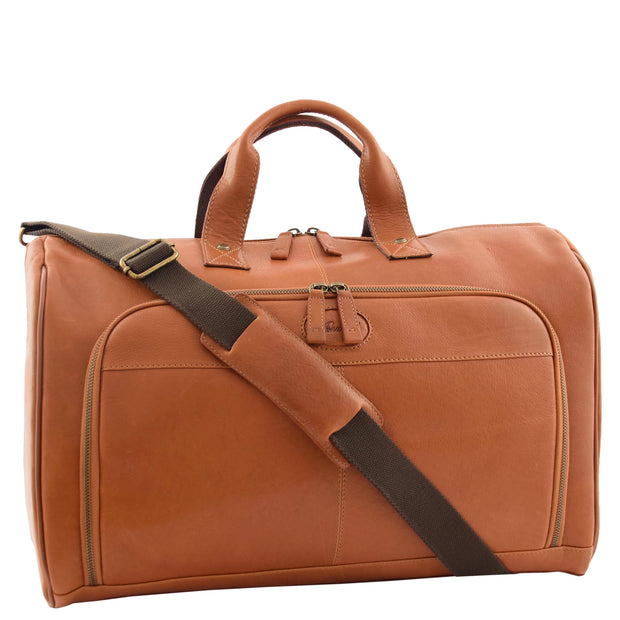 Genuine Leather Holdall Weekend Gym Business Travel Duffle Bag Ohio Tan