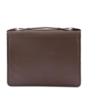 Brown Leather A4 Ring Binder File Folio Office Bag Zip Organiser Braga Front 2
