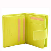 Womens Soft Leather Purse Mid-Sized Cards ID Notes Coins Pocket RFID Safe Anya Lime