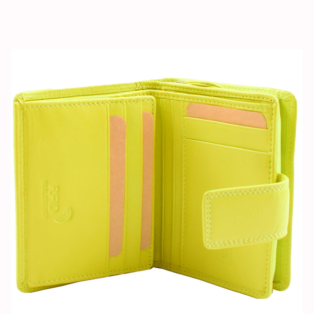 Womens Soft Leather Purse Mid-Sized Cards ID Notes Coins Pocket RFID Safe Anya Lime