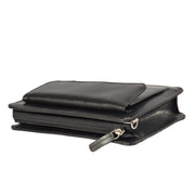 Mens Leather Wrist Bag Mobile Money Clutch A7 Black Letdown