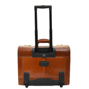 Exclusive Real Cognac Leather Pilot Case Wheeled Cabin Bag Briefcase London Back