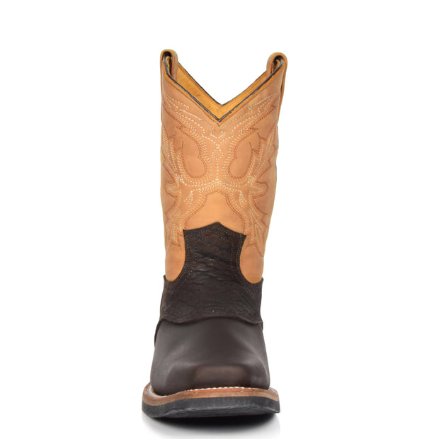 Cowboy Brown Multi Leather Square Toe Western Boots AFB55 Front