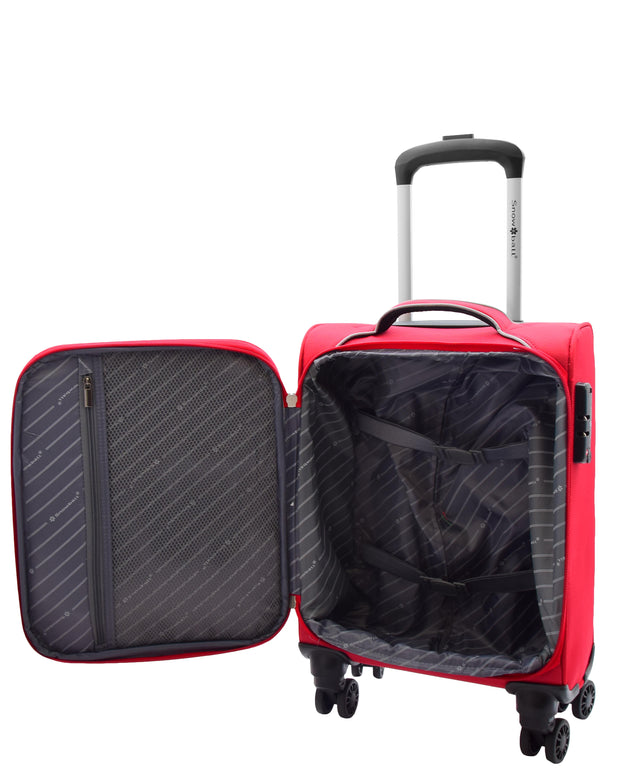 Under Seat Suitcase Budget Airline Approved Cabin size 4 Wheel Hand Luggage M1 Red