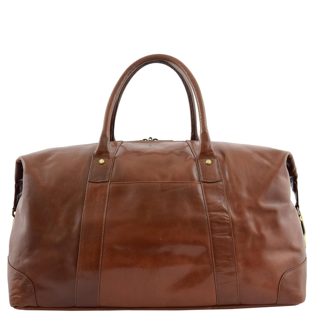 Prestigious Cognac Veg Tan Leather Holdall Travel Duffle Weekend Bag Voyage Back