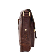 Genuine Brown Leather Bag Cross Body Vintage Flight Bag Tommy Side