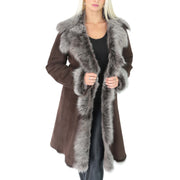 Womens Luxurious Toscana Long Coat Real Sheepskin Pamela Brown