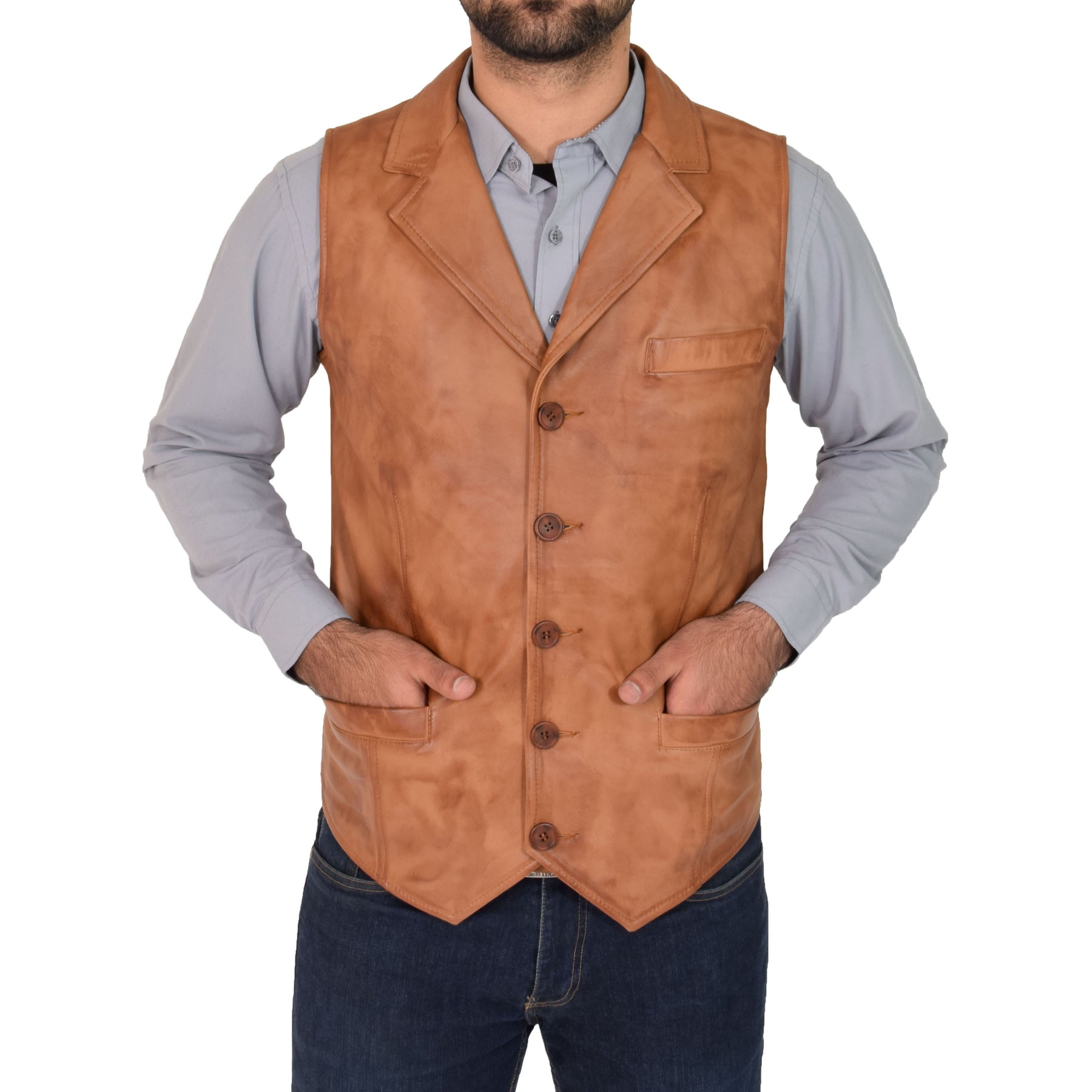 Men's western leather discount vest
