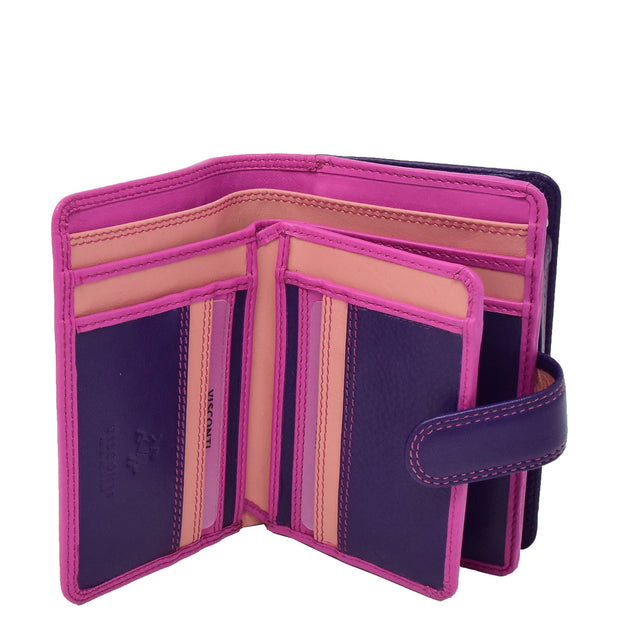 Womens Leather Booklet Evening Clutch Purse Multi Colour Wallet AVB51 Berry Open 2
