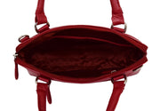 Womens Leather Tote Handbag Trim Small Top Handles Bag Dixie Red