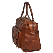 Real Leather Holdall Weekend Cabin Bag Bali Rust Side