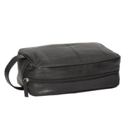 Wash Leather Bag Travel Toiletry Shaving Kit Wrist Bag A98 Black Top