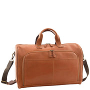 Genuine Leather Holdall Weekend Gym Business Travel Duffle Bag Ohio Tan Front 2