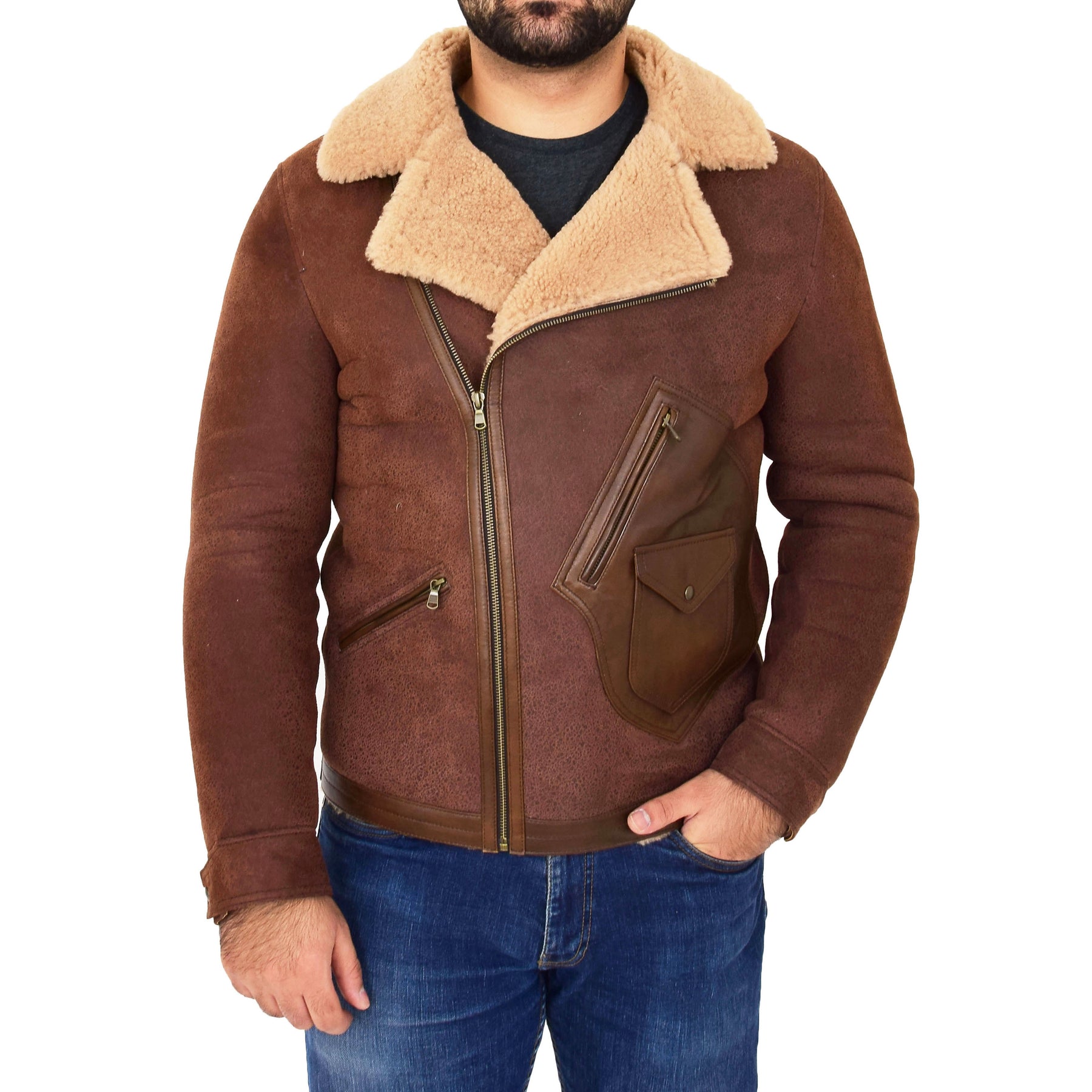 Real sheepskin jacket mens online