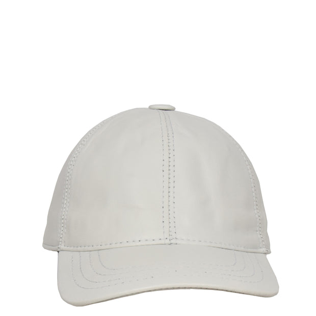 Genuine Leather Baseball Cap Sports Casual Viper White Front