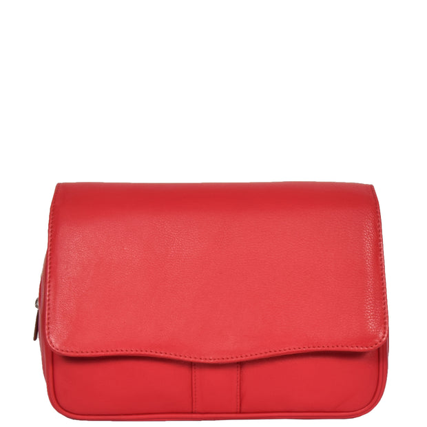 Womens Red Leather Shoulder Messenger Handbag Ada Front