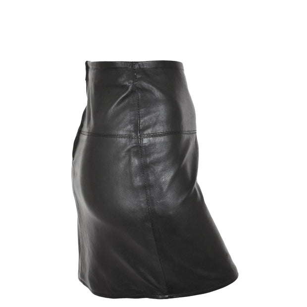 Womens Leather Mini Skirt Ivy Black side