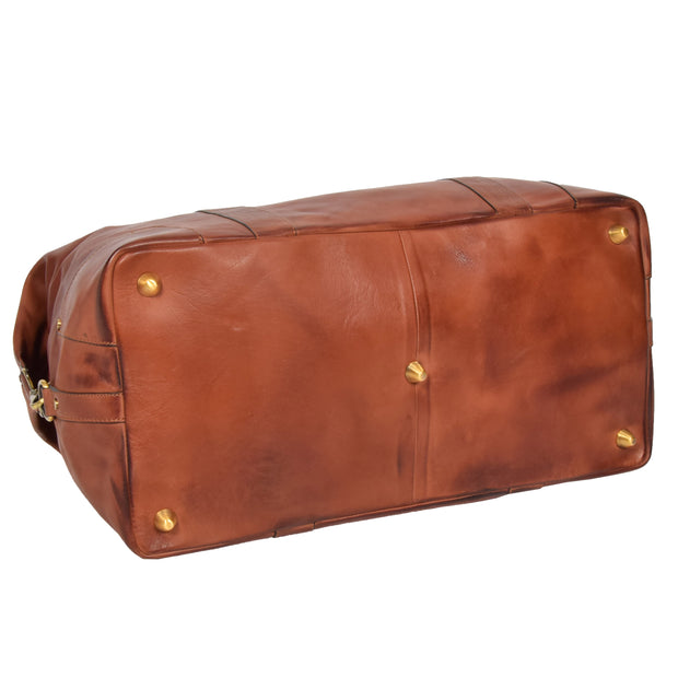 Genuine Leather Holdall Vintage Tan Travel Weekend Duffle Bag Rome Back Letdown