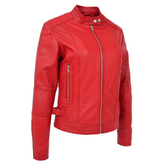 Womens Soft Leather Biker Fitted Quilted Jacket A1 Fashion Goods