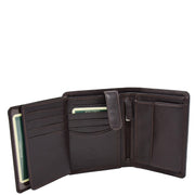 Mens Soft Durable Leather Wallet Cards Coins Notes ID Holder AV111 Brown Opne 3