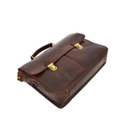 Genuine Leather Briefcase for Mens Business Office Laptop Bag Edgar Brown Back Letdown