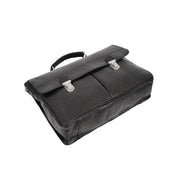 Genuine Leather Briefcase for Mens Business Office Laptop Bag Edgar Black Back Letdown
