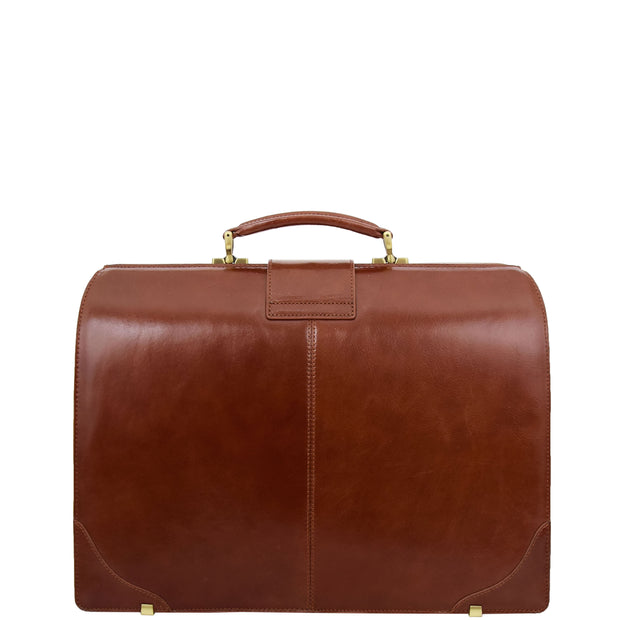 Exclusive Doctors Leather Bag Cognac Italian Briefcase Gladstone Bag Doc Back