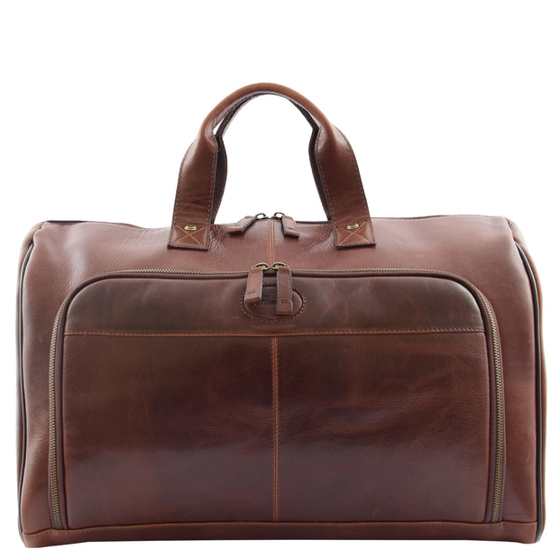 Genuine Leather Holdall Weekend Gym Business Travel Duffle Bag Ohio Brown Without Belt