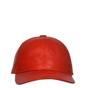 Genuine Leather Baseball Cap Sports Casual Viper Red Front