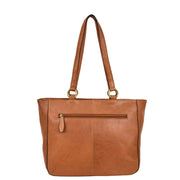 Womens Tan Leather Shoulder Bag Top Handle Designer Handbag Anna Back