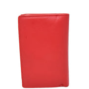 Womens Soft Real Leather Purse Trifold Booklet Clutch AL22 Red Back