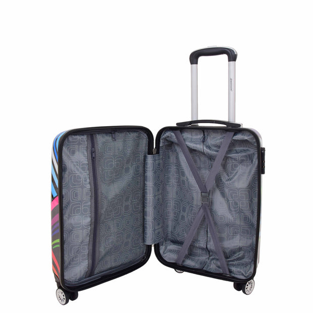 Cabin Size Suitcase Multicolour Hearts Travel Bag 4 wheel Hand Luggage A20S Open