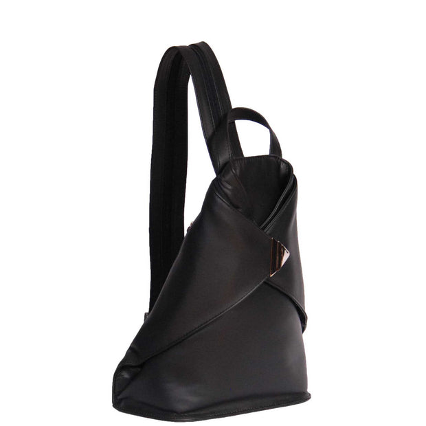 Womens Luxury Leather Backpack Hiking Rucksack Organiser Bag A58 Black