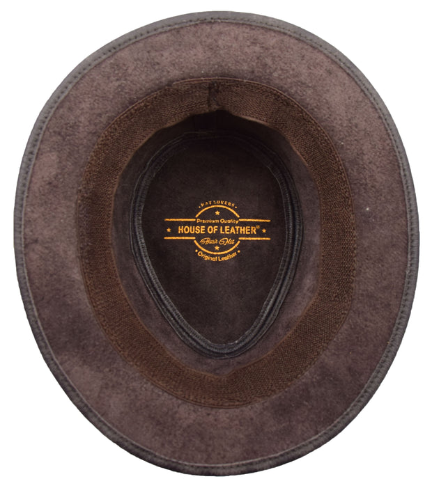 Leather Classic Trilby Gangster Hat Maitland Brown 5