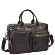 Pure Leather Briefcase Laptop Satchel Office Business Bag Otis Brown
